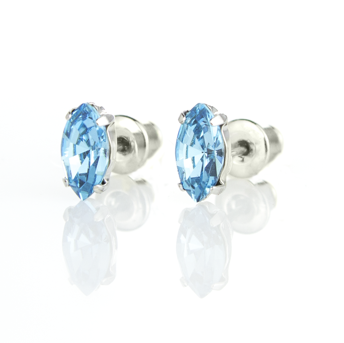 Обици винт с кристали 8мм aquamarine 