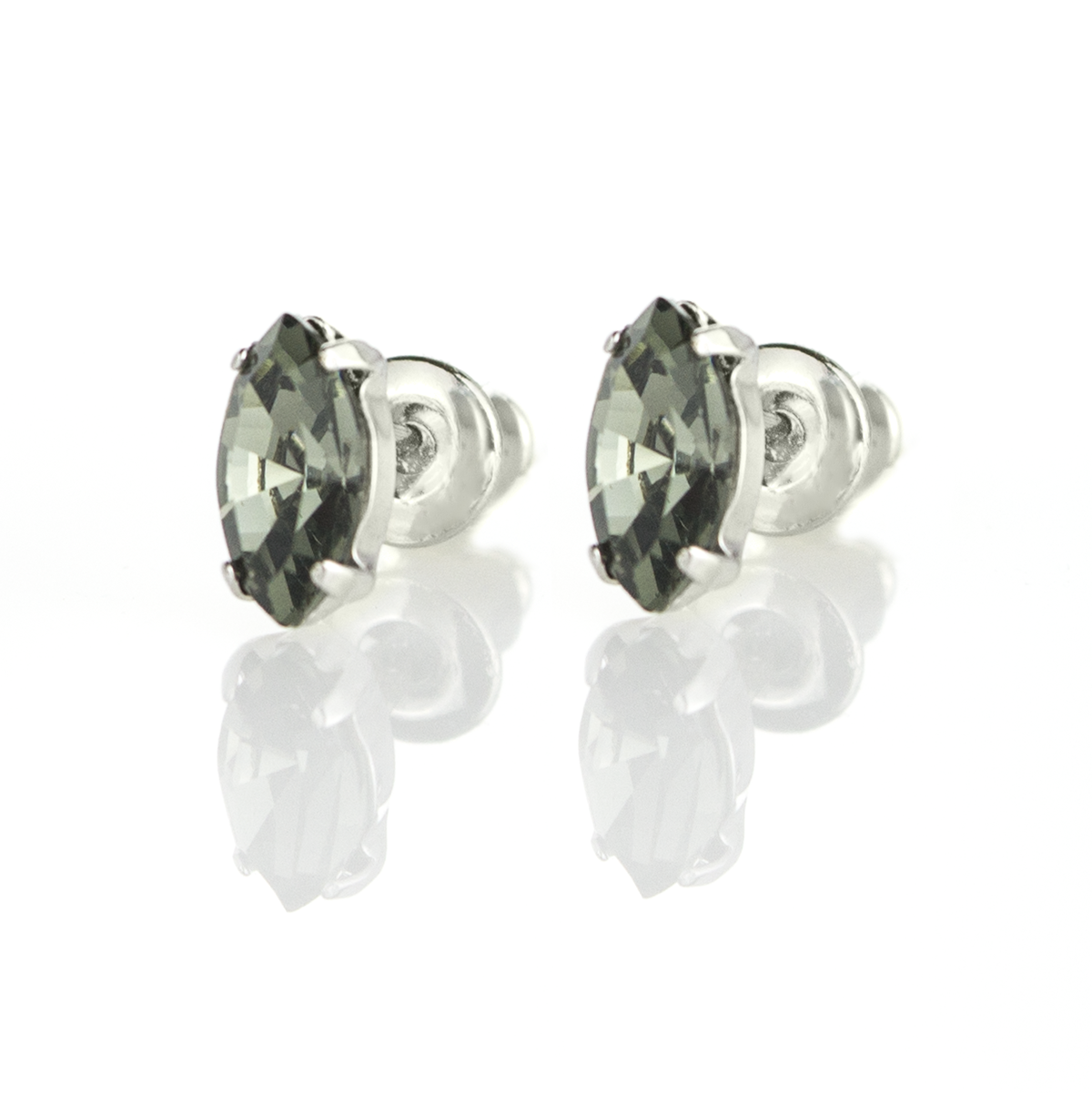 Обици винт с кристали 8мм black diamond