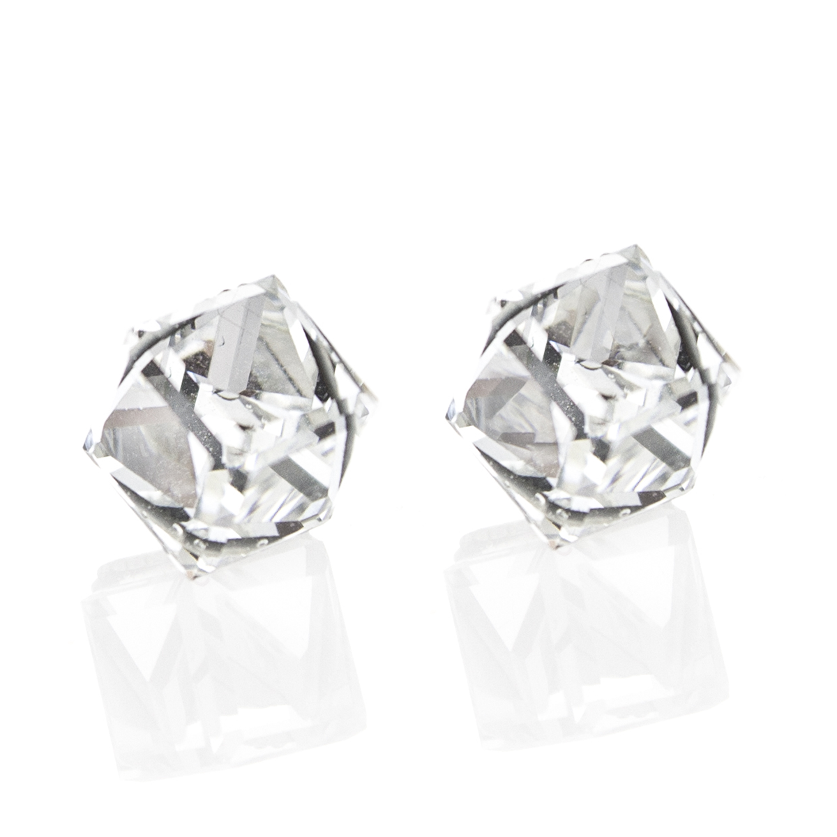 Обици винт с австрийски кристали Кубче 6мм crystal