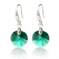Art.No.em642812ok- Висящи обици с кръгли кристали emerald  от  