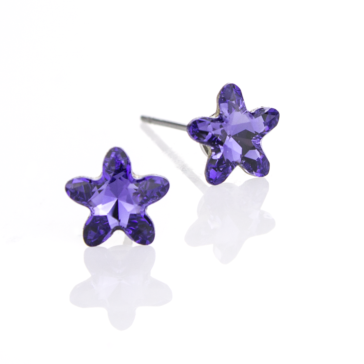 Кристални обици винт Морска звезда 8мм tanzanite
