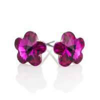 Art.No.f474410ov- Кристални обици винт Цвете 10мм fuchsia  от  