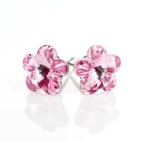Art.No.lr474410ov- Кристални обици винт Цвете 10мм light rose от  