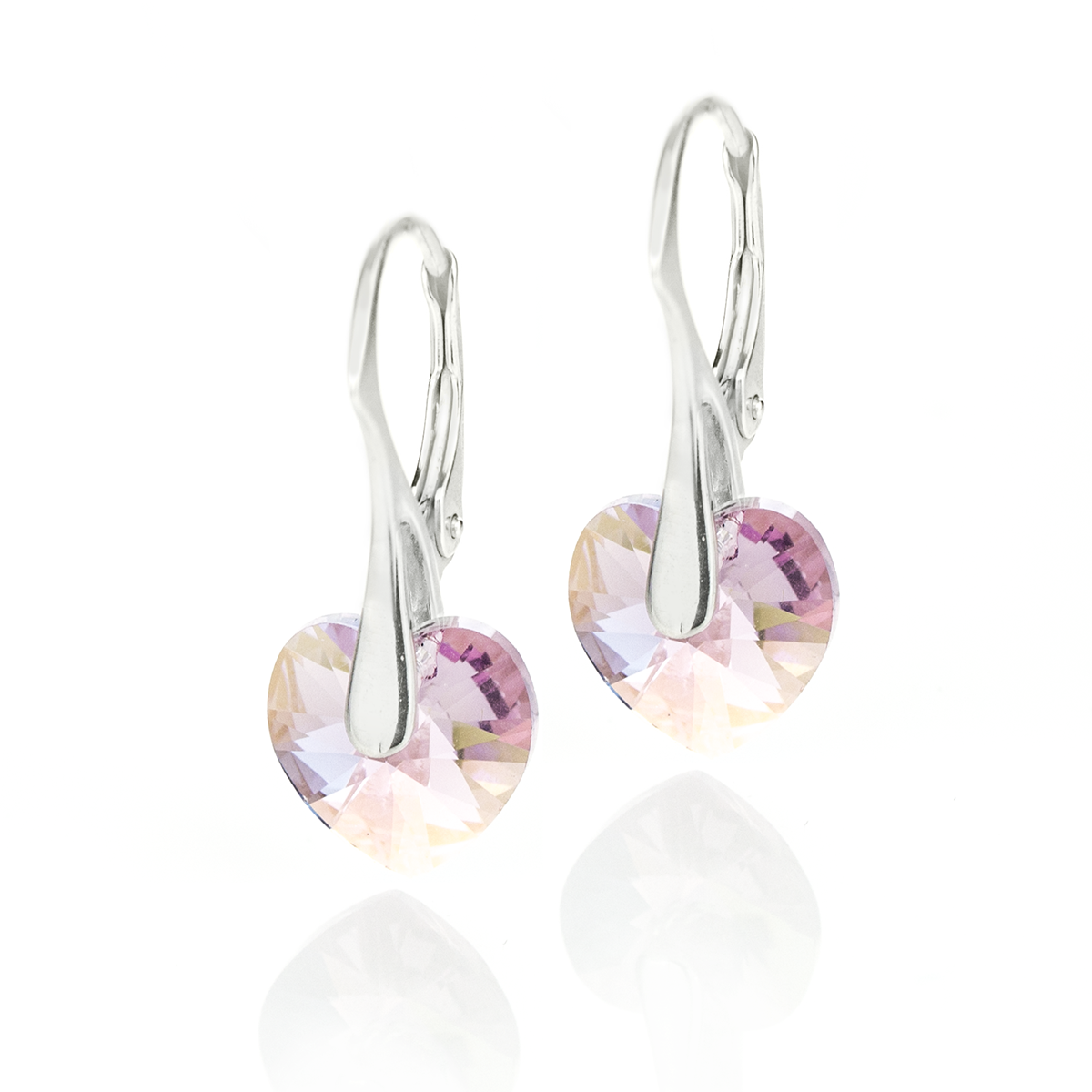 Oбици с кристални сърца 10мм light amethyst shimmer