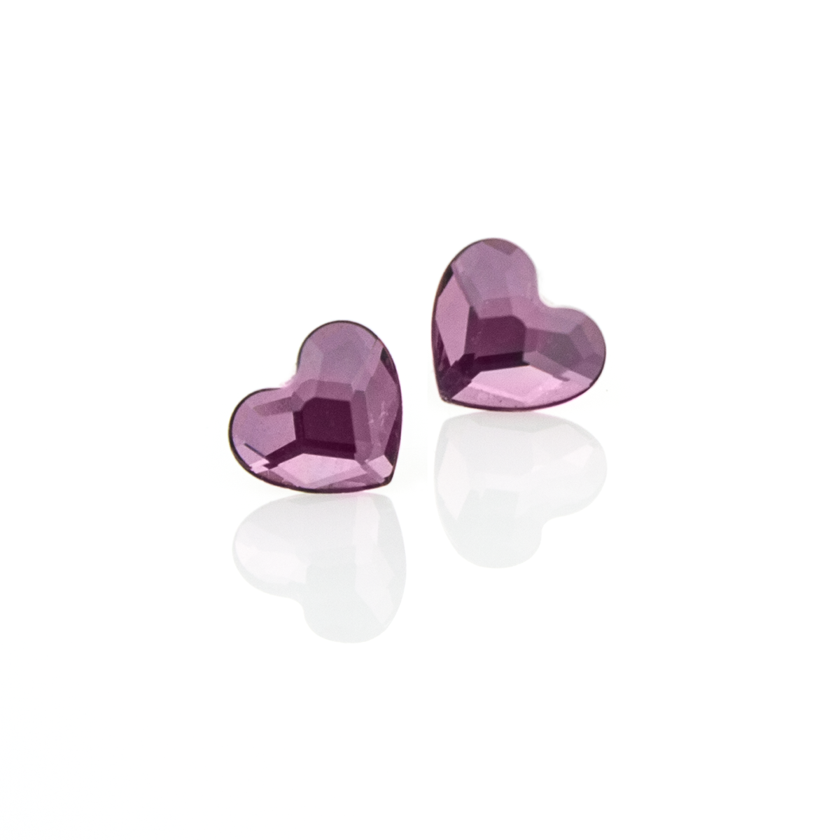 Кристални обици винт Сърца 6мм antuque pink