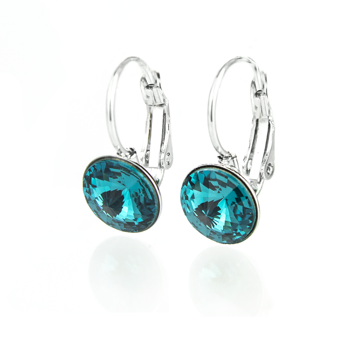 Обици с кристали Малка ривола панта blue zircon