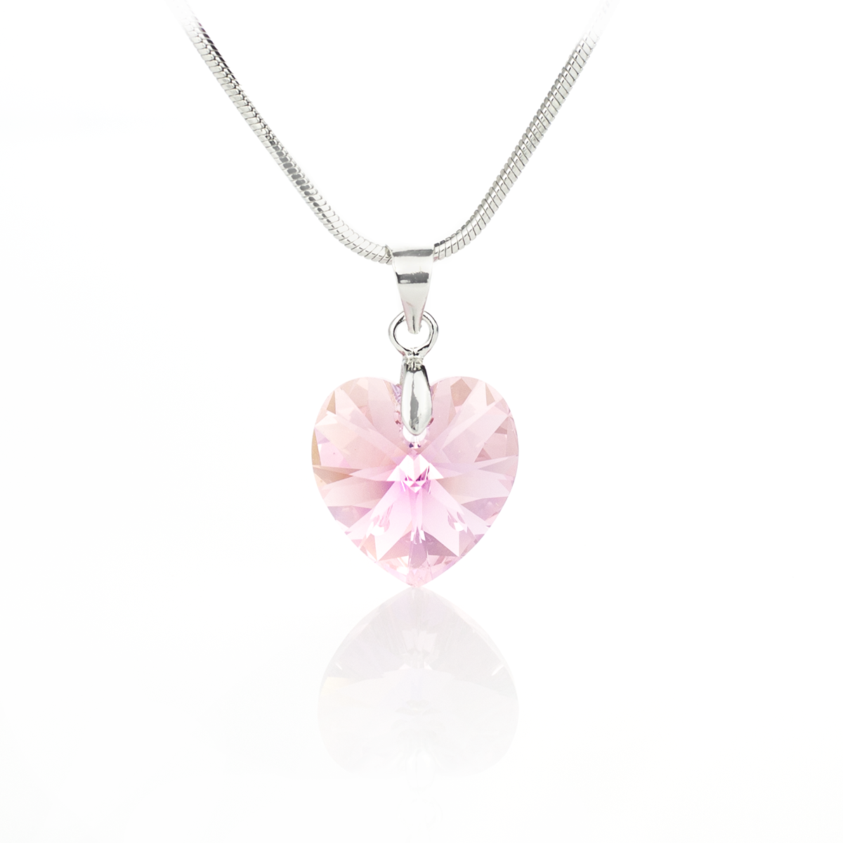 Колие с кристал Сърце 14мм light rose ab