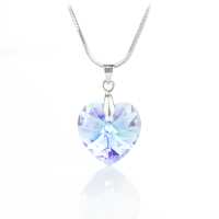 Art.No.aqshim622818- Колие с кристал Сърце 18мм aquamarine shimmer от  