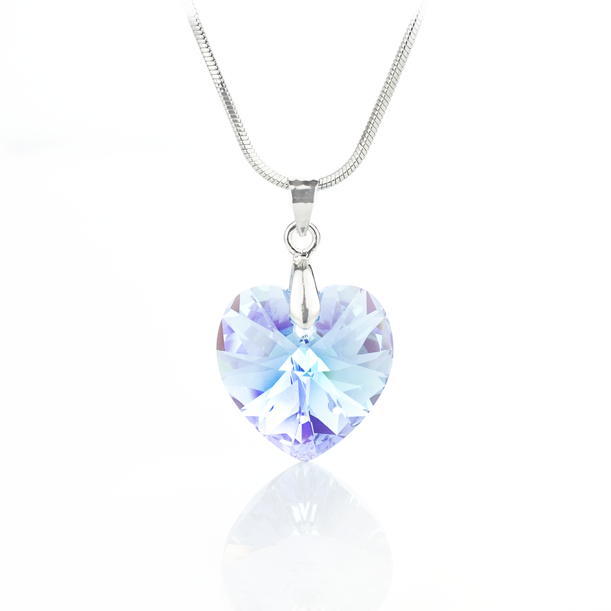 Колие с кристал Сърце 18мм aquamarine shimmer
