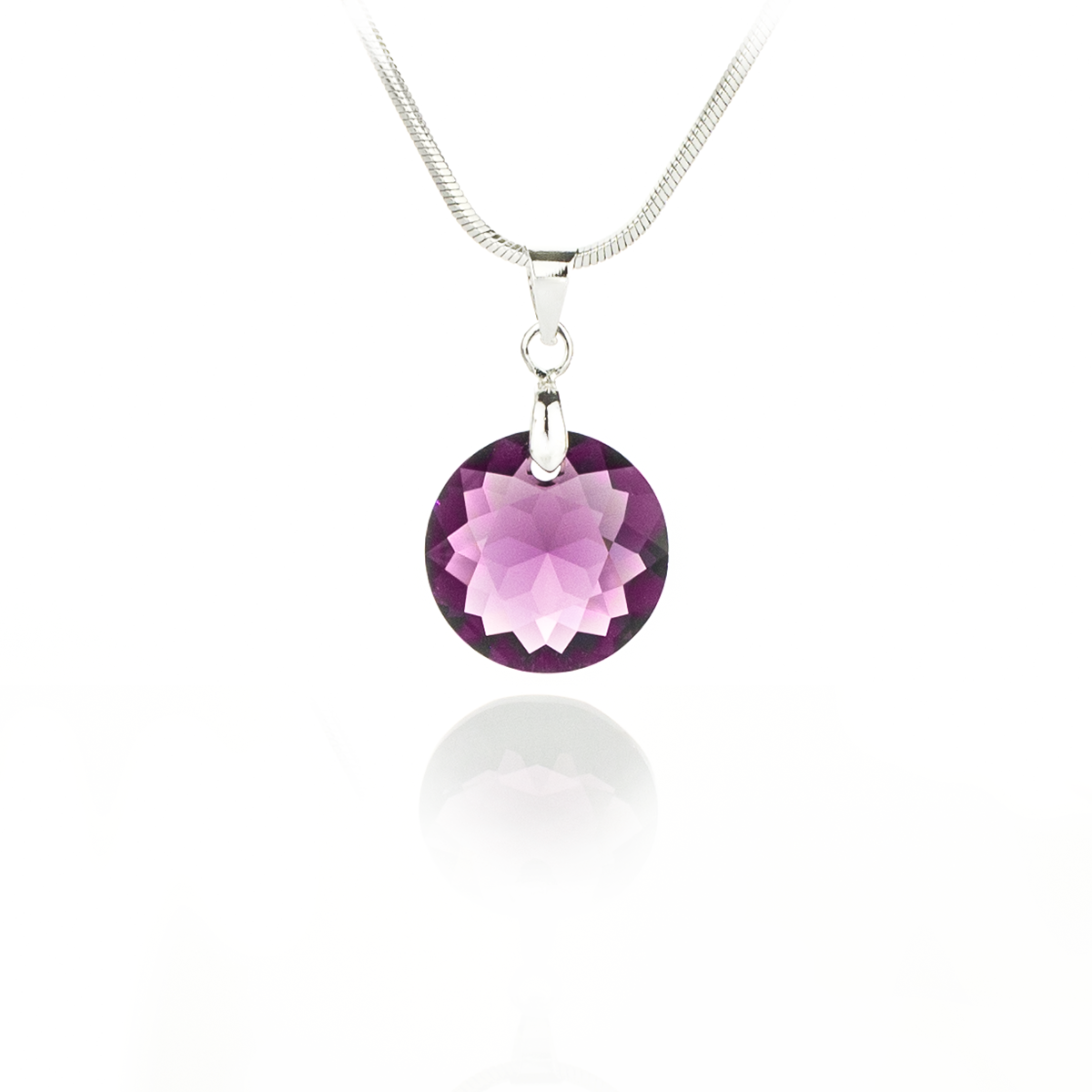 Колие с кристал Кръг 14мм amethyst