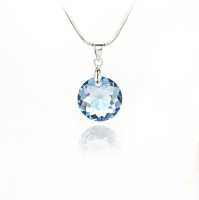 Art.No.aqsh643014- Колие с кристал Кръг 14мм aquamarine shimmer от  