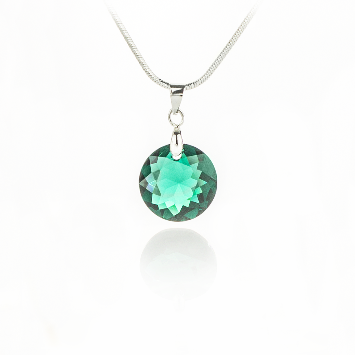 Колие с кристал Кръг 14мм emerald shimmer