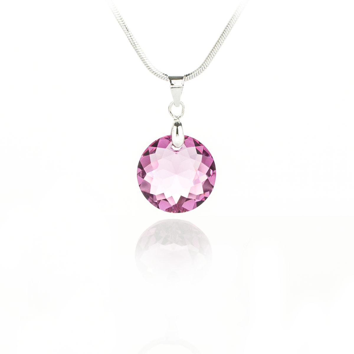 Колие с кристал Кръг 14мм light rose shimmer