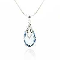 Art.No.aq656522- Кристално колие Капка с метален детайл 22мм aquamarine от  
