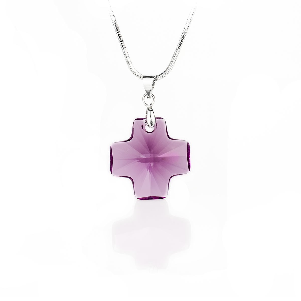 Кристално колие Кръст 20мм amethyst 