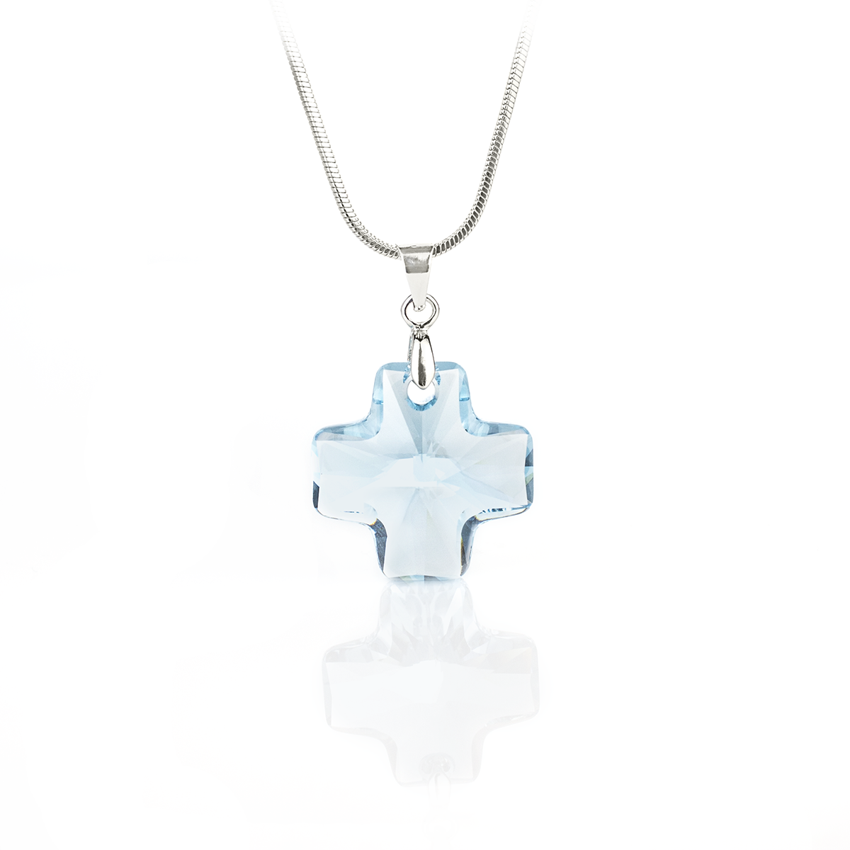 Кристално колие Кръст 20мм aquamarine