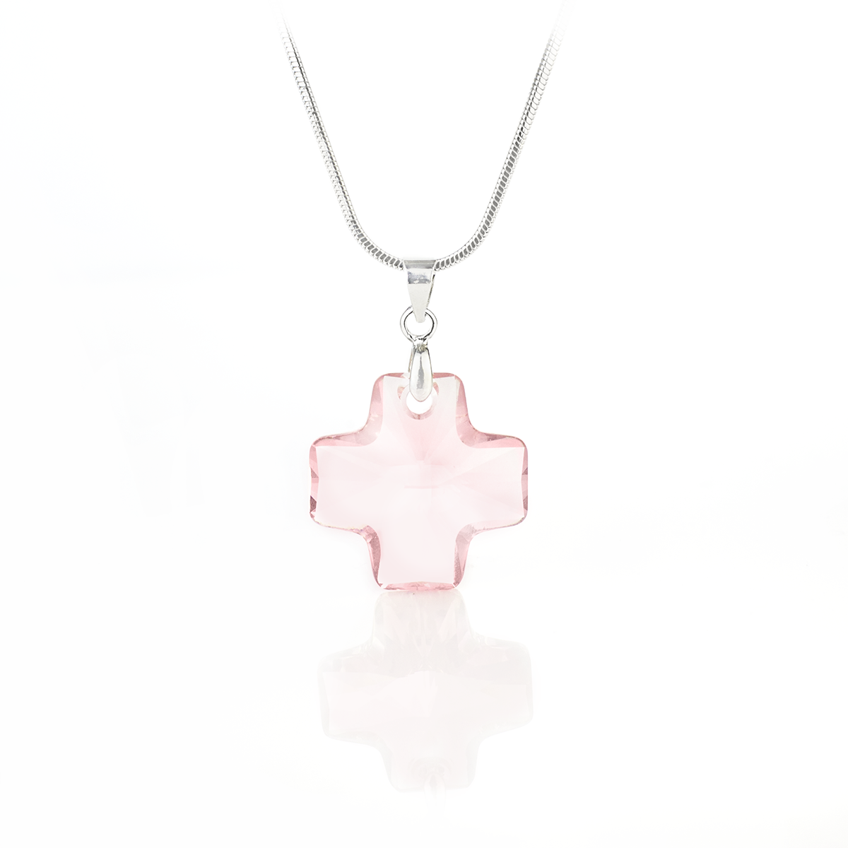Кристално колие Кръст 20мм light rose