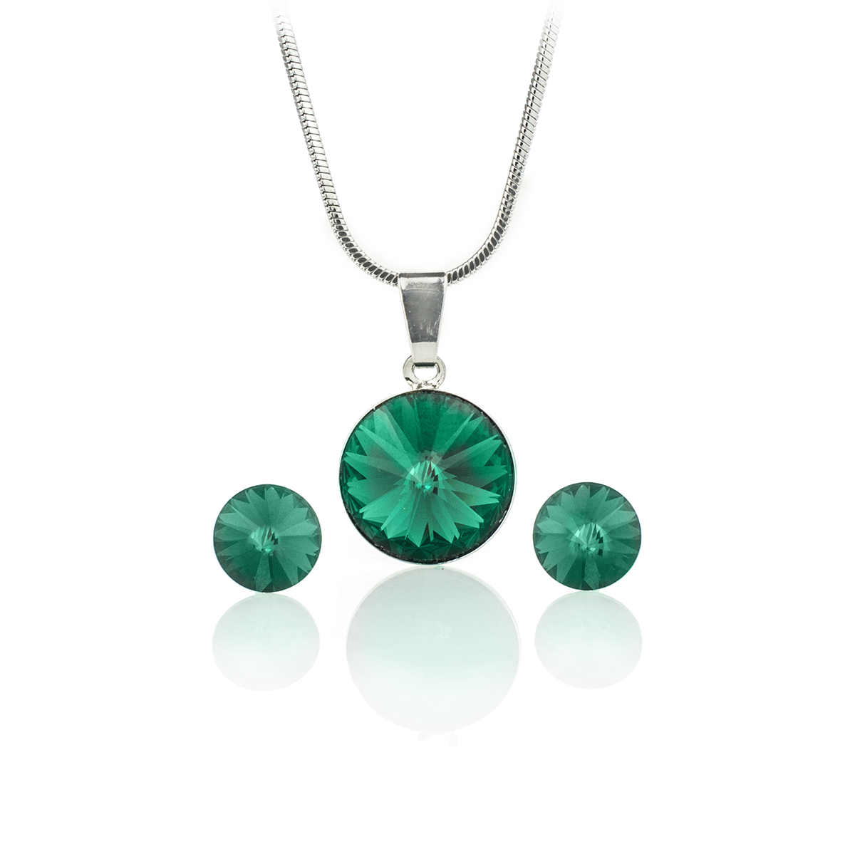 Kомплект колие с обици винт Риволи emerald