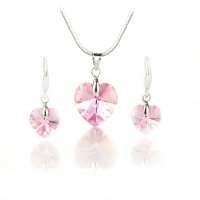 Art.No.lrab62281410- Комплект колие с обици Сърце light rose ab от  