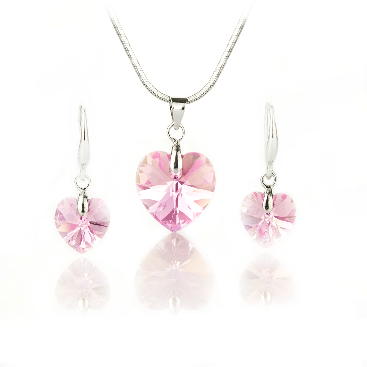Комплект колие с обици Сърце light rose ab