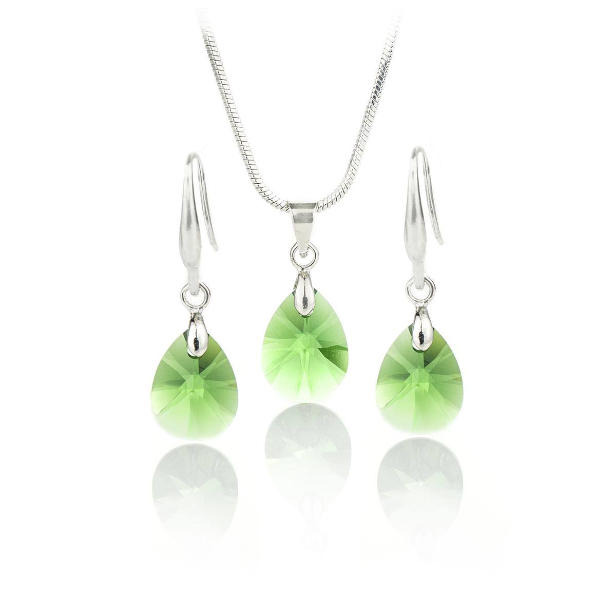 Комплект с капковидни кристали dark moss green