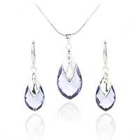 Art.No.tan65652218- Комплект колие с обици кука Капка с метален детайл tanzanite от 