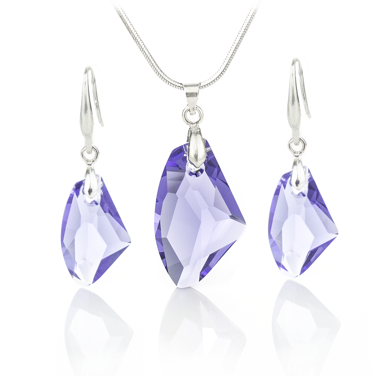 Кристален комплект колие с обици Галактик tanzanite