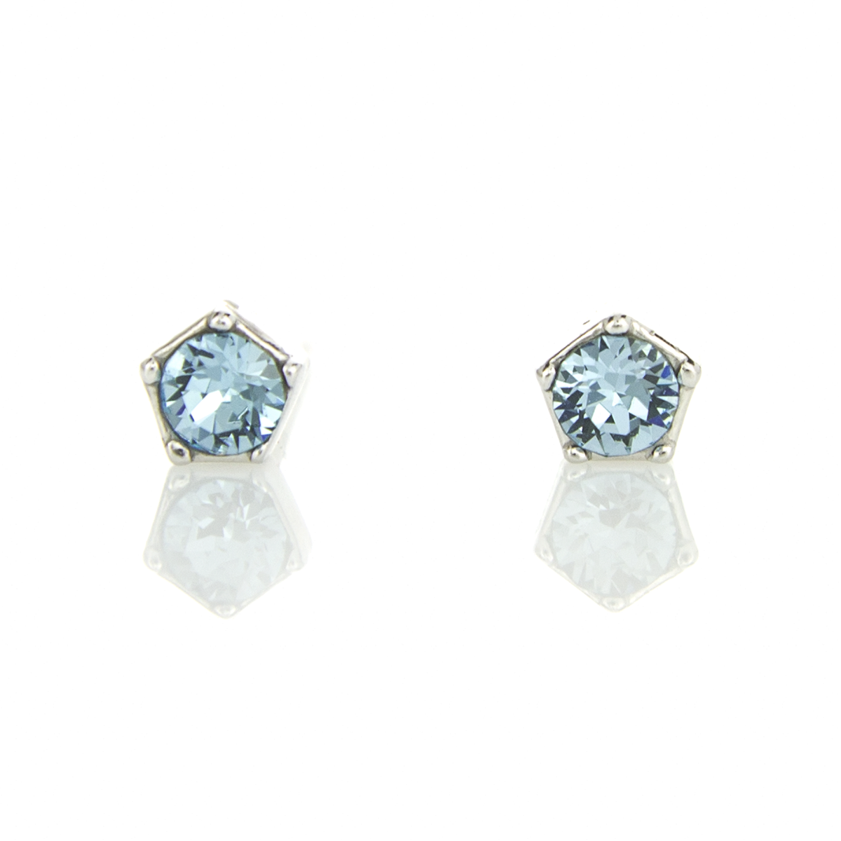 Малки сребърни обици с кристали 3мм aquamarine 