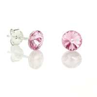 Art.No.lr1122ss29ovs- Сребърни обици винт Риволи 5мм light rose  от  