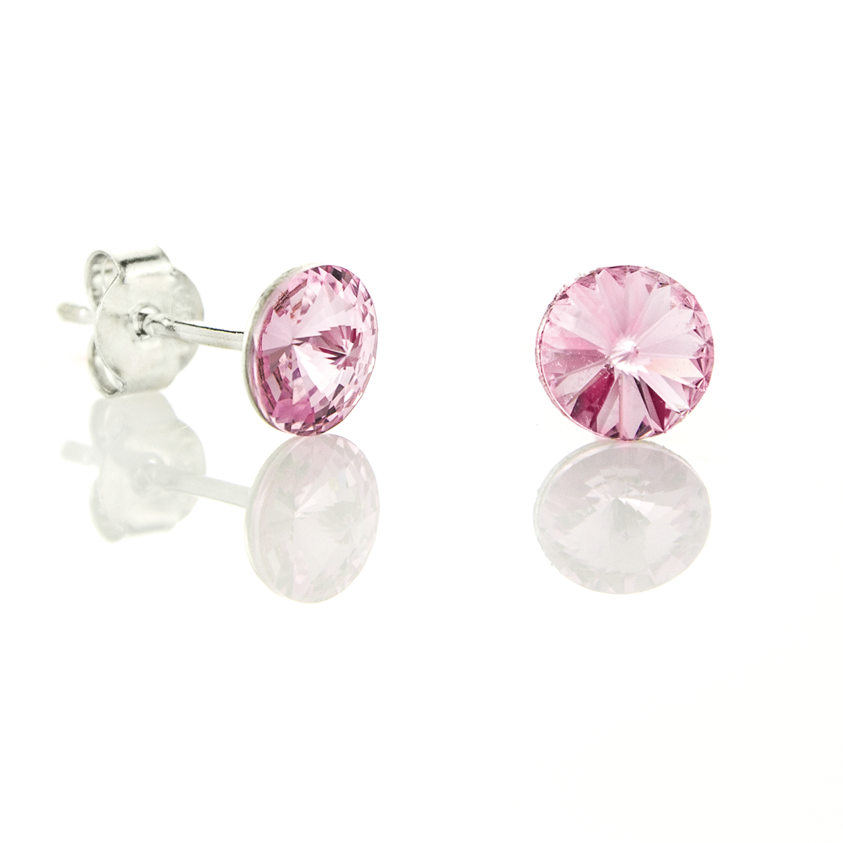 Сребърни обици винт Риволи 5мм light rose 