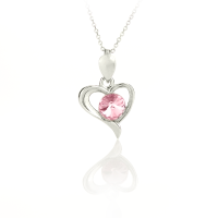 Art.No.lr1122ss29heartvsfzd025- Сребърно колие Сърце с кристал light rose  от 