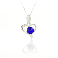 Art.No.mbl1122ss29heartvsfzd025- Сребърно колие Сърце с кристал majestic blue от  