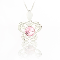 Art.No.butlr1122ss29vsfzd025- Сребърно колие Пеперуда с кристал light rose от  