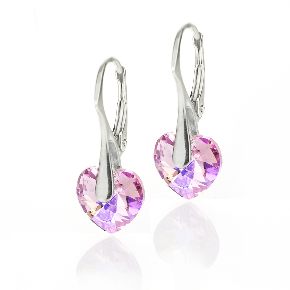 Oбици с кристални сърца 10мм light rose ab