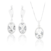 Art.No.cr41201414doskvd015- Сребърен комплект с кристали Овал 14мм crystal от  