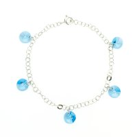 Art.No.aqfine5rivolligrs- Сребърна гривна с кристали малки риволи aquamarine от  