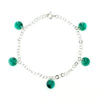 Art.No.emfine5rivolligrs- Сребърна гривна с кристали малки риволи emerald от  