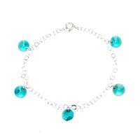 Art.No.ltqfine5rivolligrs- Сребърна гривна с кристали малки риволи light turquoise от  