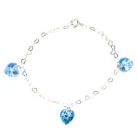 Art.No.aqabsweatheart3gr- Сребърна гривна с кристални сърца aquamarine ab от  