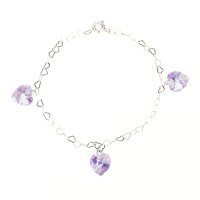 Art.No.vabsweatheart3gr- Сребърна гривна с кристални сърца violet ab от  