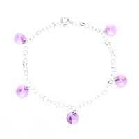 Art.No.vfine5rivolligrs- Сребърна гривна с кристали малки риволи violet от  