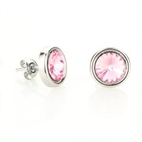 Art.No.lr1122ss39roundovs- Кристални сребърни обици винт Ривола раунд light rose от  