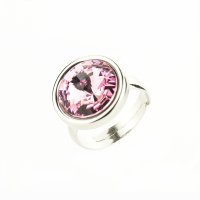 Art.No.lr112212roundprs- Регулируем сребърен пръстен Ривола раунд light rose от  