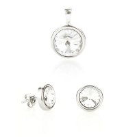 Art.No.cr112212ss39roundovs- Сребърен комплект с кристали Ривола раунд crystal от 