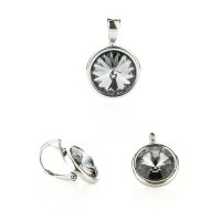Art.No.sini11221212roundops- Сребърен комплект с кристали 12мм Ривола раунд от 