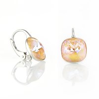 Art.No.pdelite447010ops- Сребърни обици с кристали 10мм Куадро peach de lite от  