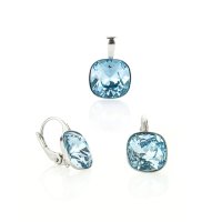 Art.No.aq44701210ops- Сребърен комплект с кристали Куадро aquamarine от  
