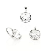 Art.No.cr44701210ops- Сребърен комплект с кристали Куадро crystal от  