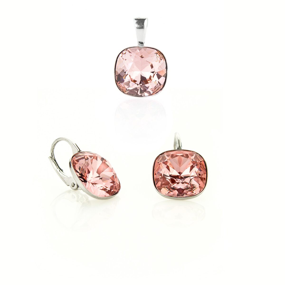 Сребърен комплект с кристали Куадро vintage rose