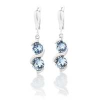 Art.No.aq108834dos- Сребърни висящи обици с кристали Ксириус aquamarine от  